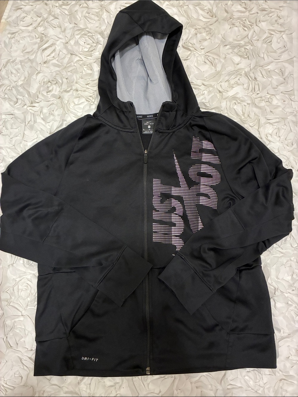 Nike Black Hooded Jacket with white Logo